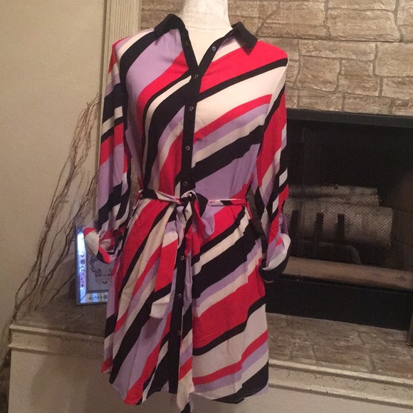 Multi stripe mini shirt dress - Picture 2 of 4